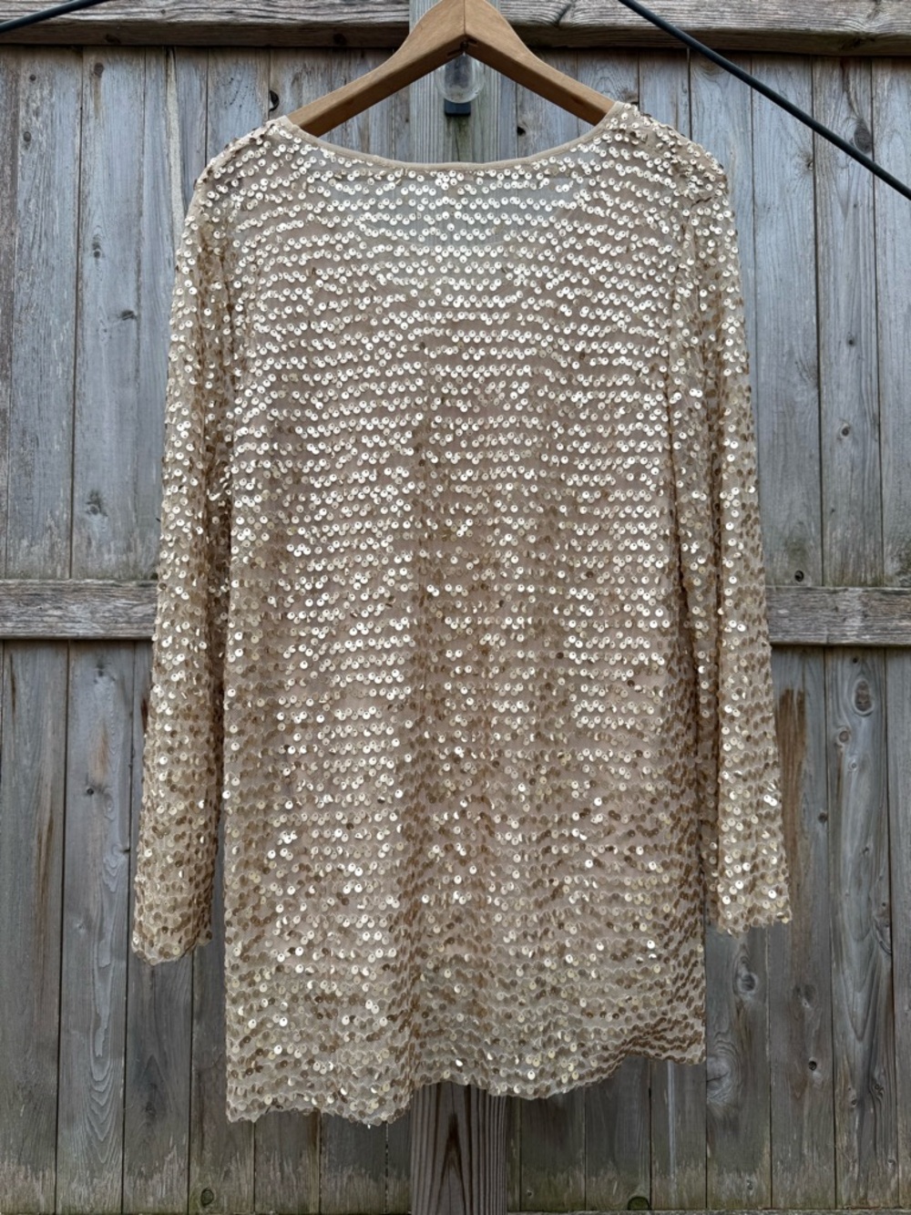 NWT Reba Sequin Long Sleeve Scoop Neck Top + Camisole- Gold Disco Party Festival - Picture 5 of 6